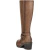 imagemysoft Womens Knee High Boots Chunky Block Heels with Side Zipper and Stretchy Elastic PanelsTan