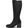 imagemysoft Womens Knee High Boots Square Toe Chunky Block Stacked Heel Tall Boots with Side ZipperBlack Suede