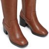 imagemysoft Womens Knee High Boots Square Toe Chunky Block Stacked Heel Tall Boots with Side ZipperBrown