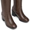 imagemysoft Womens Knee High Boots Square Toe Chunky Block Stacked Heel Tall Boots with Side ZipperDark Brown