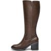 imagemysoft Womens Knee High Boots Square Toe Chunky Block Stacked Heel Tall Boots with Side ZipperDark Brown