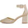 imagemysoft Womens Pointed Toe Low Chunky Heels Closed Toe Ankle Strap Dress Pump Shoes  Available in Wide SizesGold Glitter