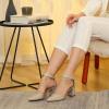 imagemysoft Womens Pointed Toe Low Chunky Heels Closed Toe Ankle Strap Dress Pump Shoes  Available in Wide SizesGold Glitter
