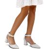 imagemysoft Womens Pointed Toe Low Chunky Heels Closed Toe Ankle Strap Dress Pump Shoes  Available in Wide SizesSilver Glitter