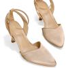 imagemysoft Womens Pumps Shoes Pointed Toe Kitten Low Heels Stiletto Ankle Strap Closed Toe Wedding Party Dress SandalsChampagne Satin