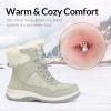 imagemysoft Womens Snow Boots Waterproof Insulated Warm LaceUp Winter Booties for OutdoorBeige