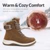 imagemysoft Womens Snow Boots Waterproof Insulated Warm LaceUp Winter Booties for OutdoorBrown
