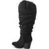 imagemysoft Womens Wide Calf Knee High Boots Cowgirl Low Chunky Stacked Heel Wide Width Pointed Toe Slouchy Tall Boots with ZippersBlack Extra Wide Calf