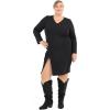 imagemysoft Womens Wide Calf Knee High Boots Cowgirl Low Chunky Stacked Heel Wide Width Pointed Toe Slouchy Tall Boots with ZippersBlack Extra Wide Calf