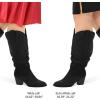 imagemysoft Womens Wide Calf Knee High Boots Cowgirl Low Chunky Stacked Heel Wide Width Pointed Toe Slouchy Tall Boots with ZippersBlack Extra Wide Calf