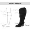 imagemysoft Womens Wide Calf Knee High Boots Cowgirl Low Chunky Stacked Heel Wide Width Pointed Toe Slouchy Tall Boots with ZippersBlack Wide Calf