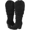 imagemysoft Womens Wide Calf Knee High Boots Cowgirl Low Chunky Stacked Heel Wide Width Pointed Toe Slouchy Tall Boots with ZippersBlack Wide Calf