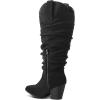 imagemysoft Womens Wide Calf Knee High Boots Cowgirl Low Chunky Stacked Heel Wide Width Pointed Toe Slouchy Tall Boots with ZippersBlack Wide Calf