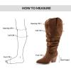 imagemysoft Womens Wide Calf Knee High Boots Cowgirl Low Chunky Stacked Heel Wide Width Pointed Toe Slouchy Tall Boots with ZippersBrown Extra Wide Calf