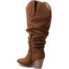 imagemysoft Womens Wide Calf Knee High Boots Cowgirl Low Chunky Stacked Heel Wide Width Pointed Toe Slouchy Tall Boots with ZippersBrown Extra Wide Calf
