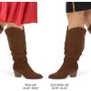 imagemysoft Womens Wide Calf Knee High Boots Cowgirl Low Chunky Stacked Heel Wide Width Pointed Toe Slouchy Tall Boots with ZippersBrown Extra Wide Calf