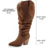 imagemysoft Womens Wide Calf Knee High Boots Cowgirl Low Chunky Stacked Heel Wide Width Pointed Toe Slouchy Tall Boots with ZippersBrown Extra Wide Calf