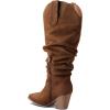 imagemysoft Womens Wide Calf Knee High Boots Cowgirl Low Chunky Stacked Heel Wide Width Pointed Toe Slouchy Tall Boots with ZippersBrown Wide Calf