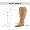 imagemysoft Womens Wide Calf Knee High Boots Cowgirl Low Chunky Stacked Heel Wide Width Pointed Toe Slouchy Tall Boots with ZippersTan Extra Wide Calf