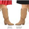 imagemysoft Womens Wide Calf Knee High Boots Cowgirl Low Chunky Stacked Heel Wide Width Pointed Toe Slouchy Tall Boots with ZippersTan Extra Wide Calf