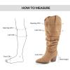 imagemysoft Womens Wide Calf Knee High Boots Cowgirl Low Chunky Stacked Heel Wide Width Pointed Toe Slouchy Tall Boots with ZippersTan Wide Calf