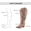 imagemysoft Womens Wide Calf Knee High Boots Cowgirl Low Chunky Stacked Heel Wide Width Pointed Toe Slouchy Tall Boots with ZippersTaupe Extra Wide Calf
