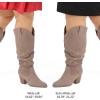 imagemysoft Womens Wide Calf Knee High Boots Cowgirl Low Chunky Stacked Heel Wide Width Pointed Toe Slouchy Tall Boots with ZippersTaupe Wide Calf