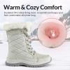 imagemysoft Womens Winter Boots Water Resistant Insulated Warm Snow Booties MidCalf Shoes for OutdoorBeige