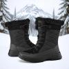 imagemysoft Womens Winter Boots Water Resistant Insulated Warm Snow Booties MidCalf Shoes for OutdoorBlack