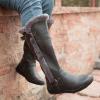 imagemysoft Womens Winter Knee High Boots Faux Fur Lined Zipper Tall Flat BootsGrey