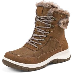 imagemysoft Womens Snow Boots Waterproof Insulated Warm LaceUp Winter Booties for OutdoorBrown