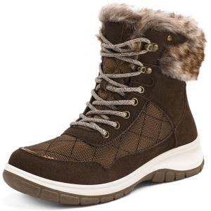 imagemysoft Womens Snow Boots Waterproof Insulated Warm LaceUp Winter Booties for OutdoorDark Brown