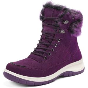 imagemysoft Womens Snow Boots Waterproof Insulated Warm LaceUp Winter Booties for OutdoorPurple