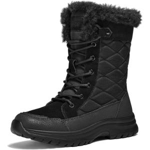 imagemysoft Womens Winter Boots Water Resistant Insulated Warm Snow Booties MidCalf Shoes for OutdoorBlack