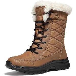 imagemysoft Womens Winter Boots Water Resistant Insulated Warm Snow Booties MidCalf Shoes for OutdoorChestnut