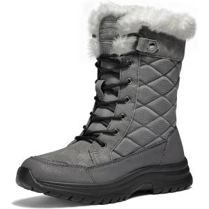 imagemysoft Womens Winter Boots Water Resistant Insulated Warm Snow Booties MidCalf Shoes for OutdoorGrey
