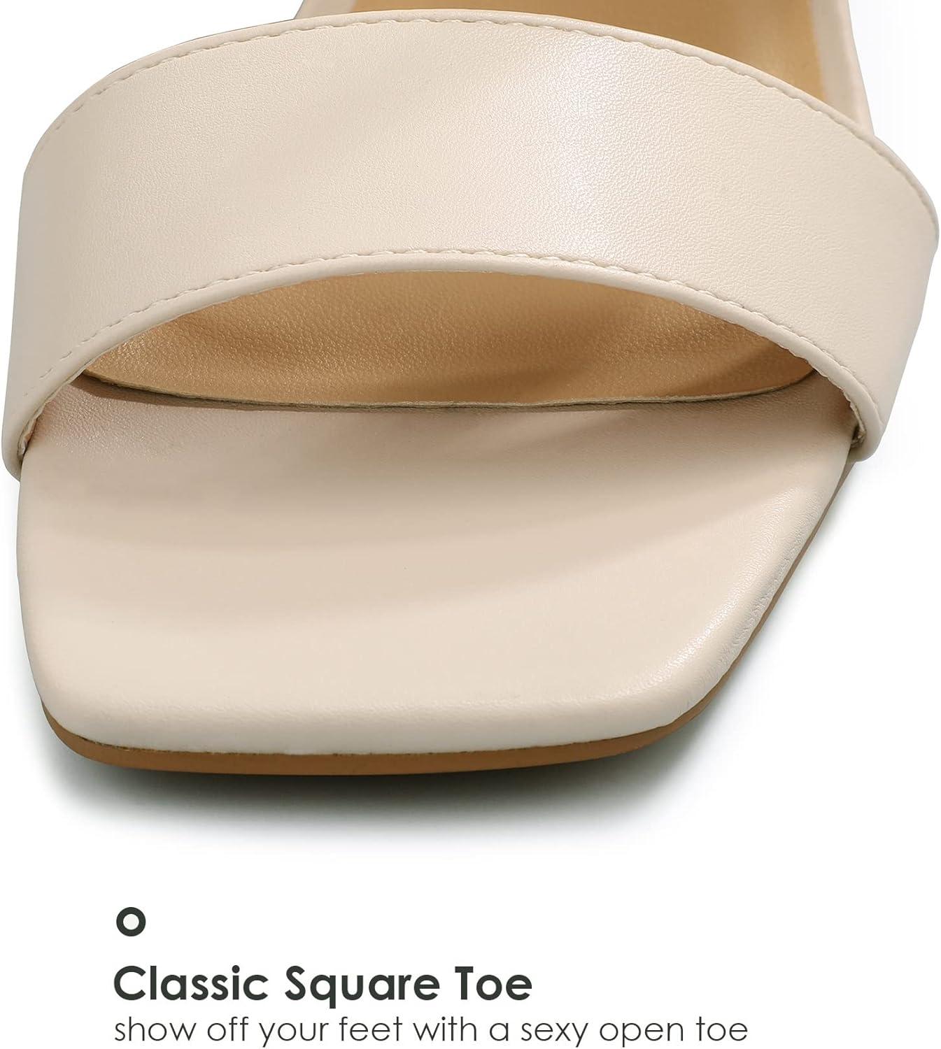 imagemysoft Womens Block Heels Chunky Square Open Toe Sandals Ankle Strap Stacked 3 inch Heeled Dress ShoesNude