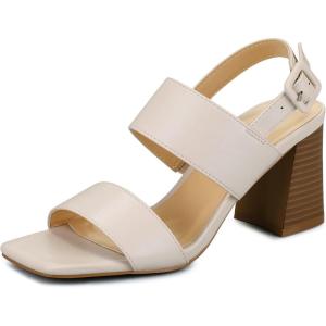 imagemysoft Womens Block Heels Chunky Square Open Toe Sandals Ankle Strap Stacked 3 inch Heeled Dress ShoesNude
