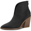 imagemysoft Womens V Cut Out Ankle Boots Slip On Pointed Toe Chunky Stacked Heel Booties
