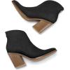 imagemysoft Womens V Cut Out Ankle Boots Slip On Pointed Toe Chunky Stacked Heel Booties