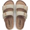 imagemysoft Womens Flat Sandals Cork Footbed Slides 2 Straps Adjustable Buckle Slip On Summer with Comfort ShoesPale Stone