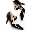 imagemysoft Womens Pointed Toe Low Stiletto Heel Dress Pumps Shoes  Available in Wide SizesBlackpatent