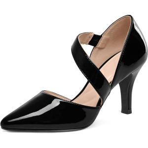 imagemysoft Womens Pointed Toe Low Stiletto Heel Dress Pumps Shoes  Available in Wide SizesBlackpatent
