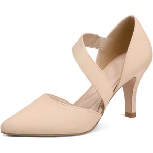 imagemysoft Womens Pointed Toe Low Stiletto Heel Dress Pumps Shoes  Available in Wide SizesNudenubuck