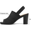 imagemysoft Womens Knit Chunky Block High Heels Elastic Slingback Open Toe 3 Inch Heeled SandalsMottled Black Grey