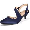 imagemysoft Womens Dress Shoes Low Heels 2 inch Kitten Pumps Slingback Wedding Party MediumWide Width ShoesNavy Satin