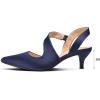 imagemysoft Womens Dress Shoes Low Heels 2 inch Kitten Pumps Slingback Wedding Party MediumWide Width ShoesNavy Satin