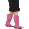 imagemysoft Womens Wide Calf Cowboy Boots Pull on Cowgirl Embroidered Mid Calf Pointed Toe Chunky Heel Western BootsPink