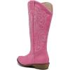 imagemysoft Womens Wide Calf Cowboy Boots Pull on Cowgirl Embroidered Mid Calf Pointed Toe Chunky Heel Western BootsPink