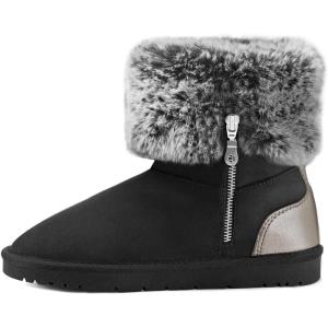 imagemysoft Womens Winter Boots with Fur Lined Classic Warm Soft Ankle Slip On Snow BootsBlack